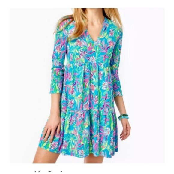 Lilly Pulitzer Dresses & Skirts - NEW Lilly Pulitzer Formentera Turquoise Keep On Beleafing Alaina  Dress